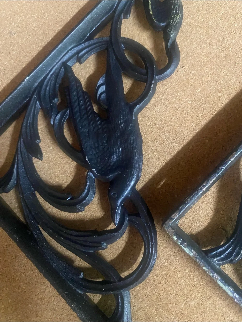 Vintage Cast Iron Decorative Bird Cast Iron Wall Shelf Bracket Black 10by5 inch